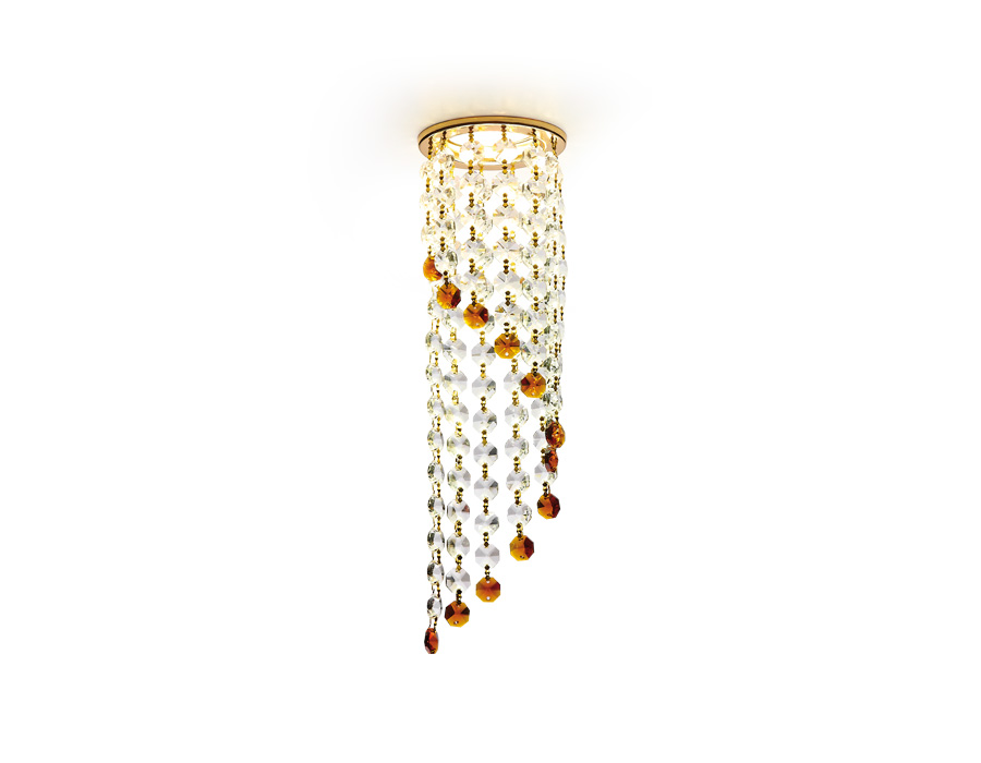 Встраиваемый точечный светильник с хрусталем K3440 CL/BR/G золото/прозрачно-коричневый