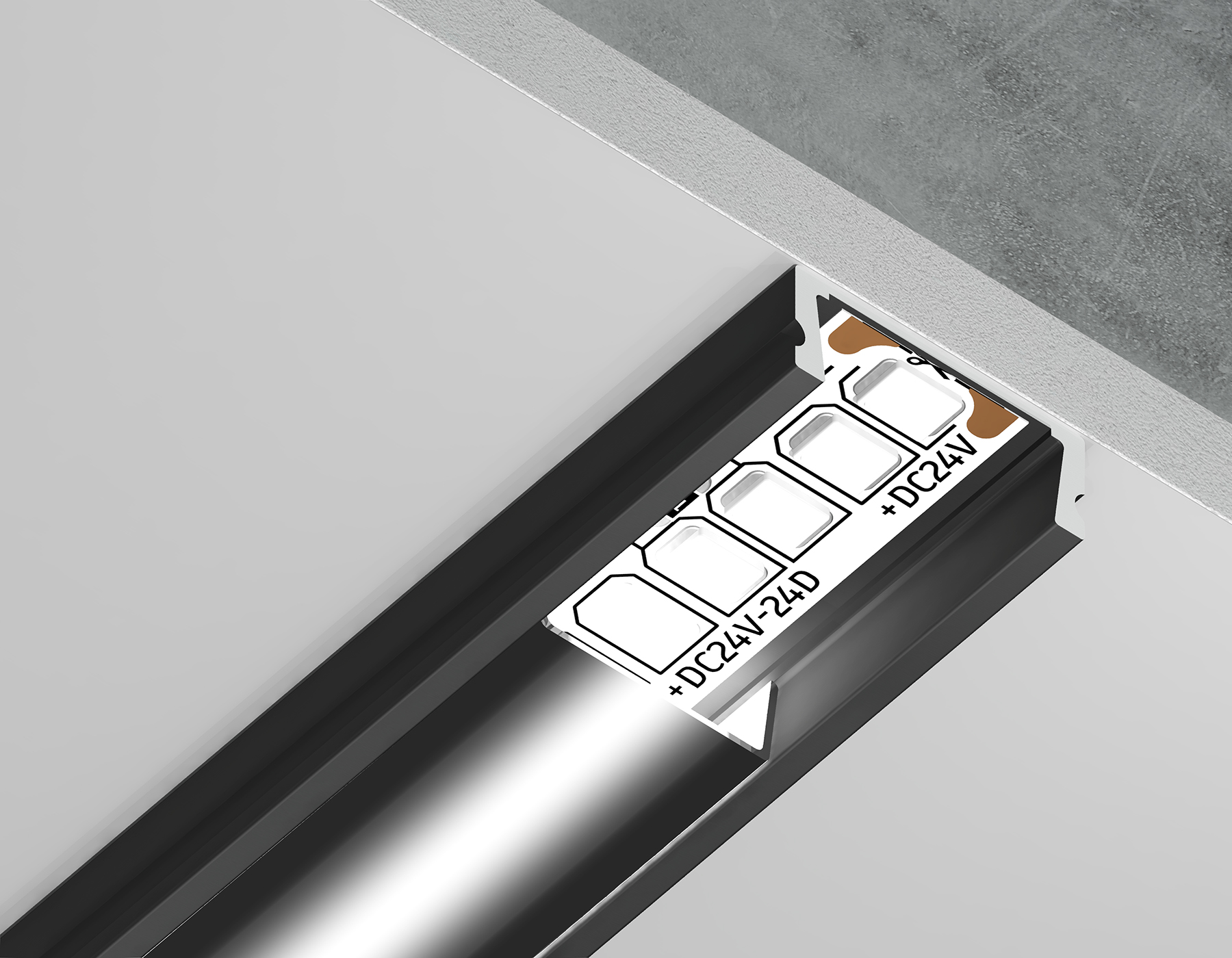 Алюминиевый профиль накладной 15.5*6 для светодиодной ленты до 11мм GP1700BK/BK GP1700BK/BK
