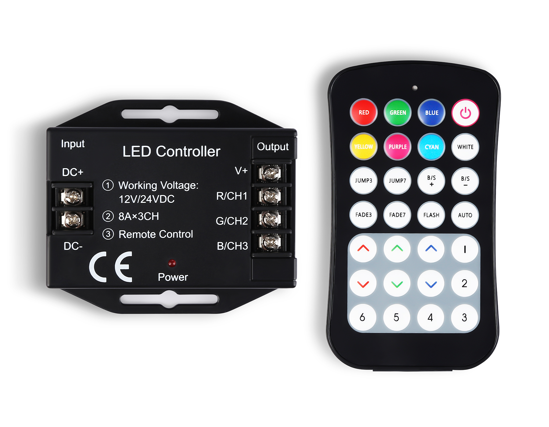 Контроллер для светодиодных лент RGB с радио пультом 2.4G 24A 12V 288W/ 24V 576W GS11351 GS11351 GS11351