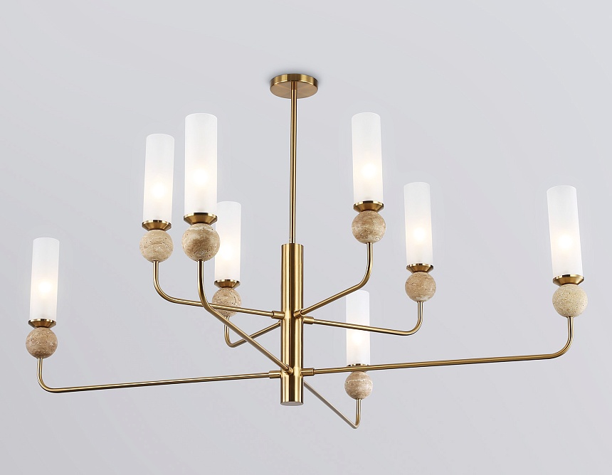 LH53252/8 BS/FR латунь/белый матовый E14*8 max 40W D1260*1445