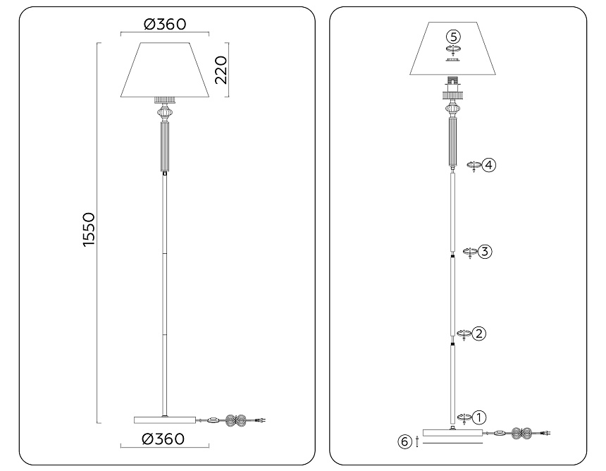 LH71008 BN/WH никель/белый E27 max 60W D360*1550