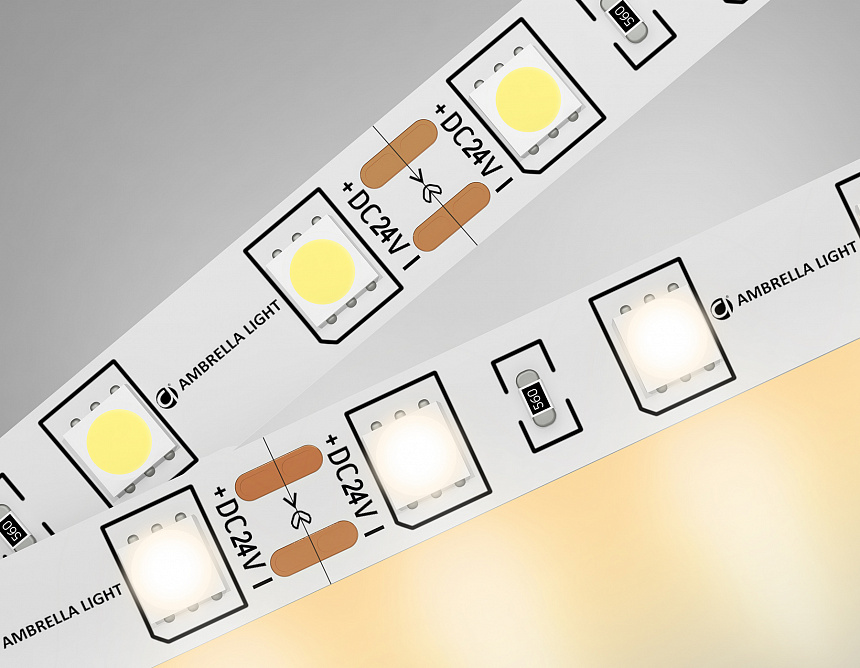 GS4001 5050 60Led/ 14.4W m/ 24V IP20 3000K/ 5000*10*1.87mm (2 конт.)