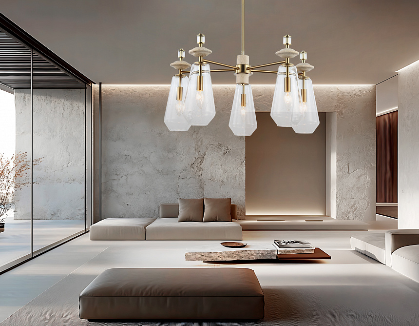 LH53305/5 BS/CL латунь/прозрачный E14*5 max 40W D690*925