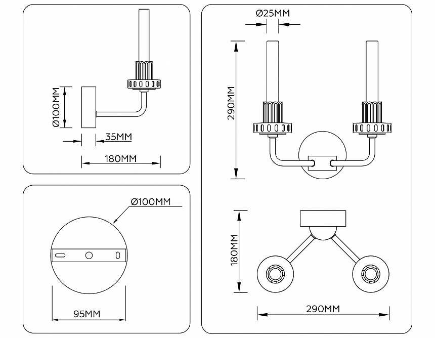 LH53130/2 GD/WH/GB золото/белый/серо-синий 4W 3000K 290*180*290