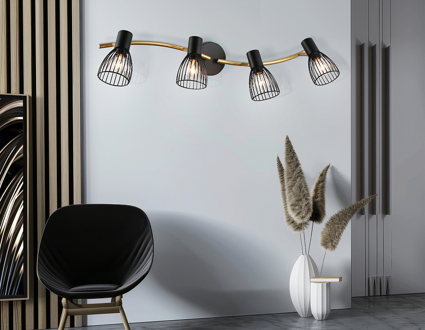 TR8662/4 BK/GD черный/золото E14/4 max 60W 760*100*170