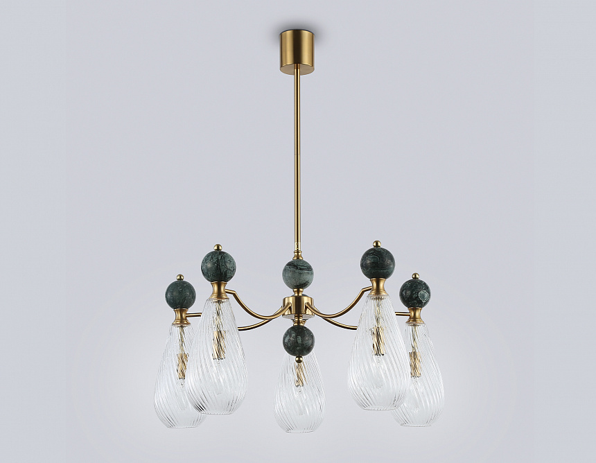 LH53292/5 BS/CL латунь/прозрачный E14*5 max 40W D675*900