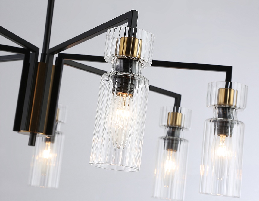 LH56115/7 BK/BS/CL черный/латунь/прозрачный E14*7 max 40W D705*350