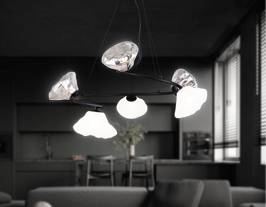 LH15003/6 BK/FR/SM черный/белый матовый/дымчатый G9*6 max 40W D630*1150