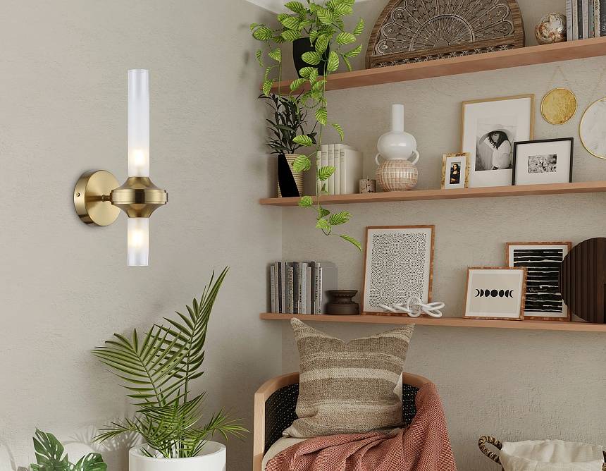 LH55362/2 BS/CL латунь/прозрачный G9/2 max 30W 150*100*320