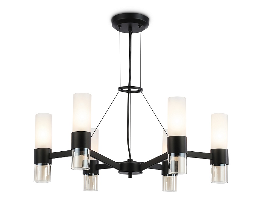 Ambrella — Подвесная люстра LH55104/6 BK/FR/TI черный/белый матовый/янтарь E14*6 max 40W D650*1080