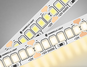 GS1501 2835 240Led/ 19.2W m/ 12V IP20 3000K/ 5000*10*1.2mm (2 конт.)
