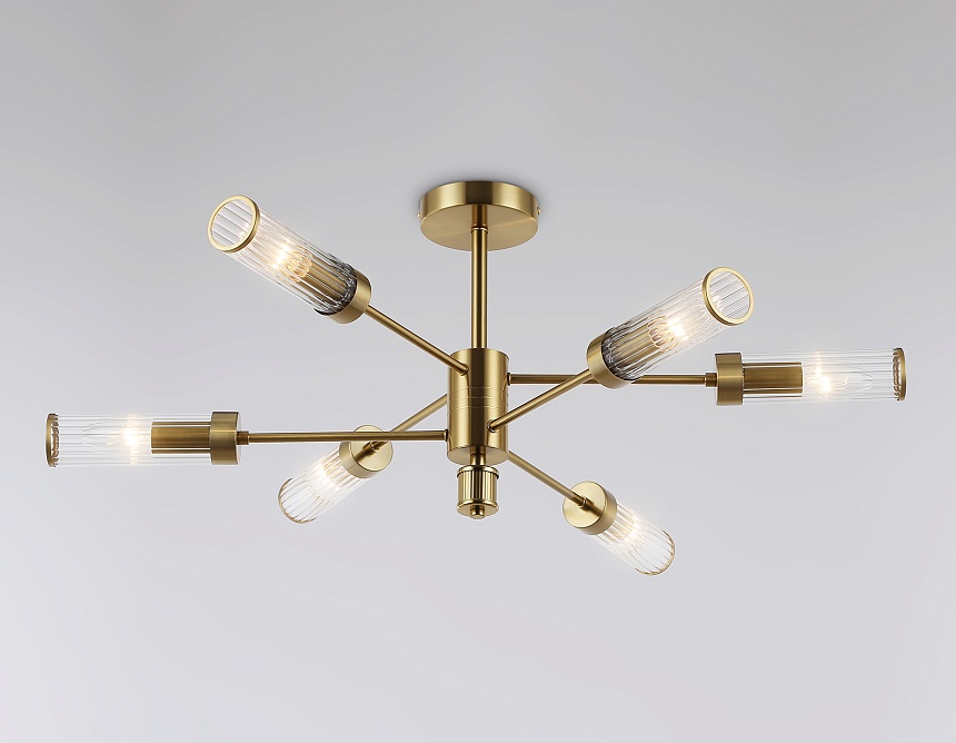 LH55161/6 BS/CL латунь/прозрачный E14/6 max 40W D830*330