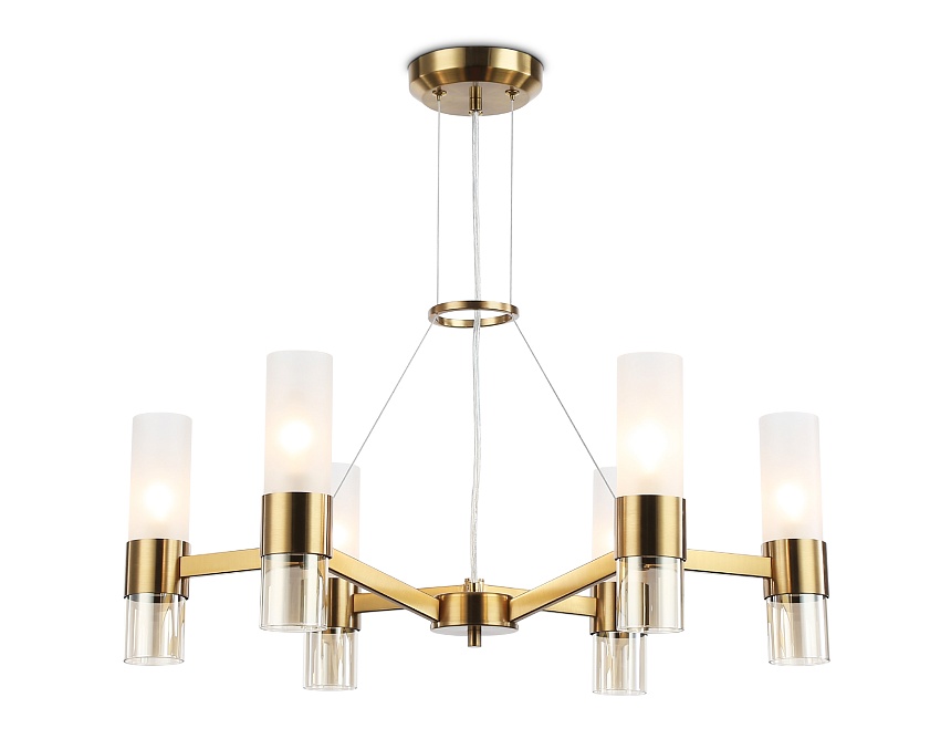 LH55114/6 BS/FR/TI латунь/белый матовый/янтарь E14*6 max 40W D650*1080