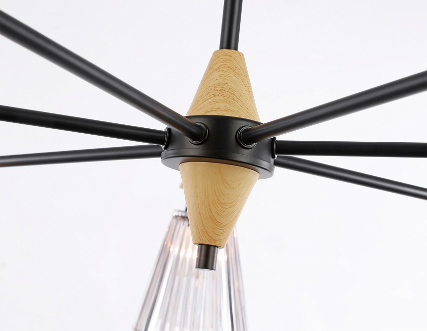 LH58116/7 BK/LW/SM черный/светлое дерево/дымчатый E14*7 max 40W D750*390