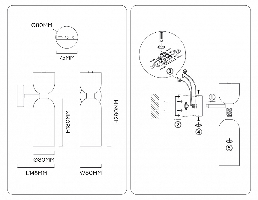 LH53327 BS/WH латунь/белый G9 max 25W 145*80*280