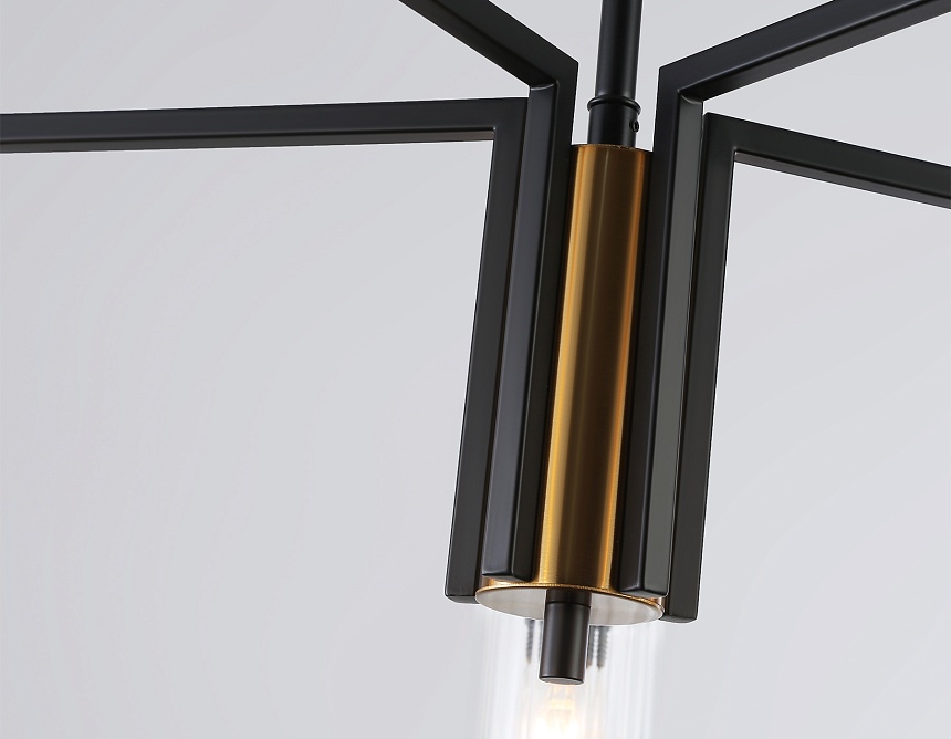 LH56113/5 BK/BS/CL черный/латунь/прозрачный E14*5 max 40W D605*350