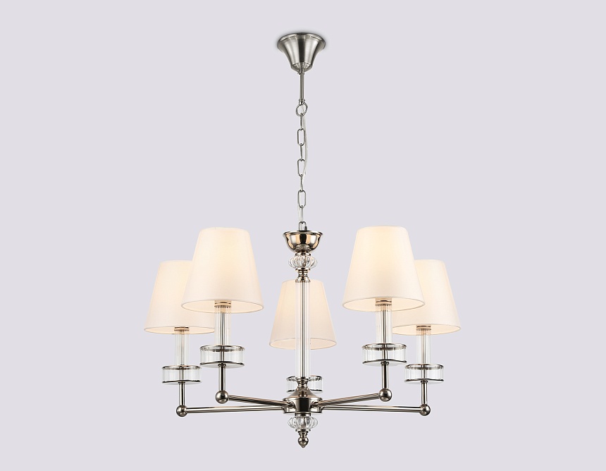 LH71001/5 BN/WH никель/белый E14*5 max 40W D670*1130