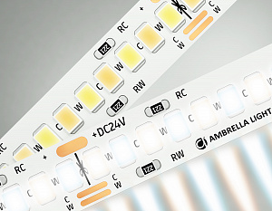 GS4151 2835 240Led/ 18W m/ 24V IP20 CCT 3000-6500K/5000*10*1.2mm (3 конт.)