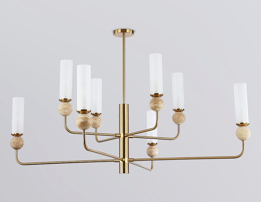 LH53252/8 BS/FR латунь/белый матовый E14*8 max 40W D1260*1445