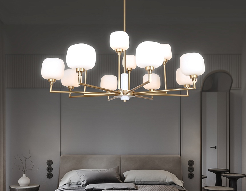 LH53019/12 BS/FR латунь/белый матовый G9*12 max 40W D910*680