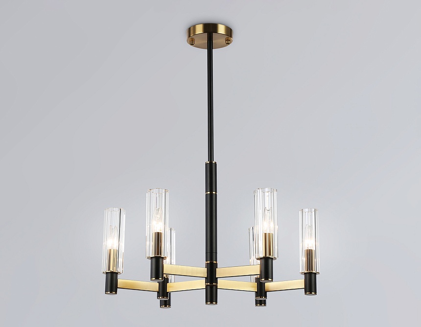 LH55511/6 BK/BS/CL черный/латунь/прозрачный E14*6 max 40W D570*760