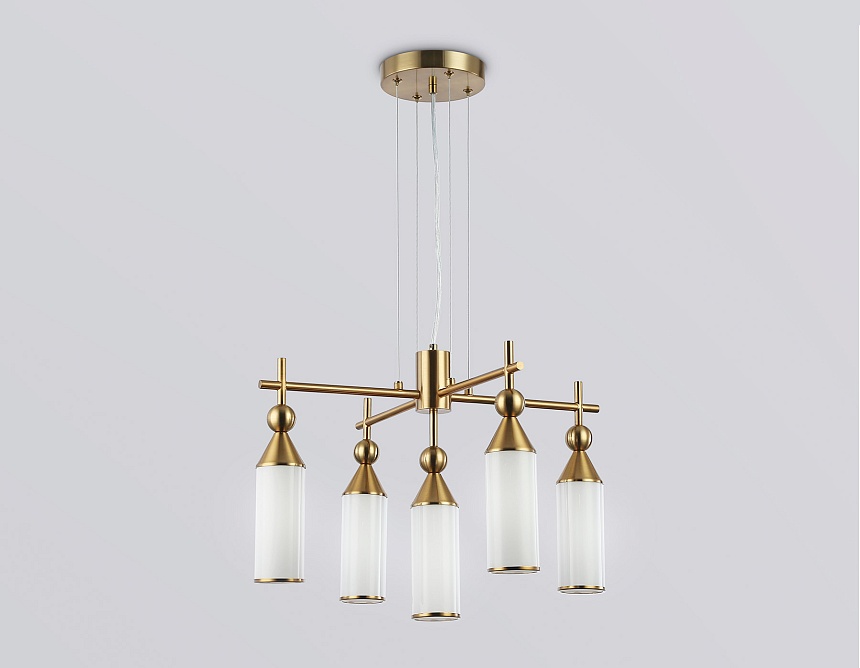 LH55276/5 BS/FR латунь/белый матовый E14*5 max 40W D520*1390