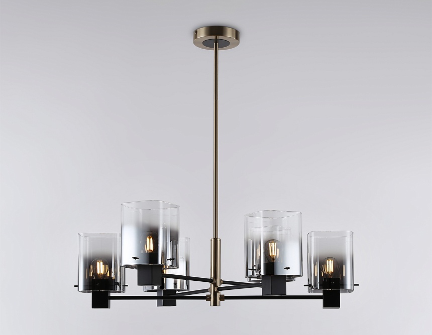 LH57041/6 BK/DBS/SM черный/темная латунь/дымчатый E14/6 max 40W D690*690