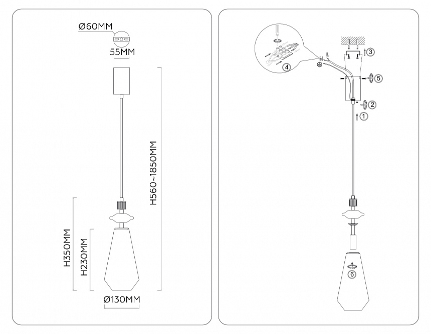 LH53301 BS/CL латунь/прозрачный E14 max 40W D130*1850