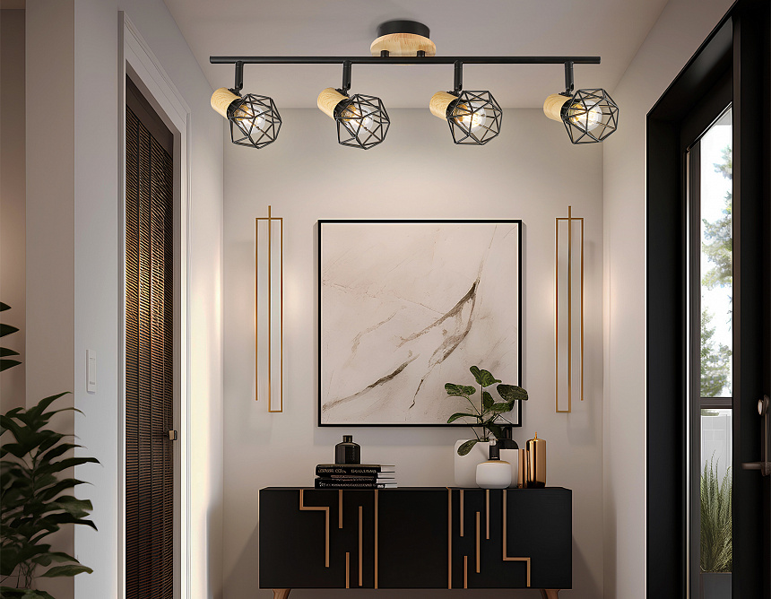 TR8754/4 BK/WD черный/дерево IP20 E27/4 615*115*200