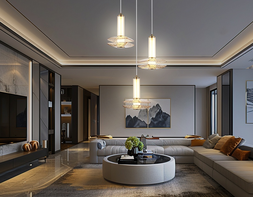 LH31011/3 BS/TI латунь/янтарь 35W 3000K D450*1790