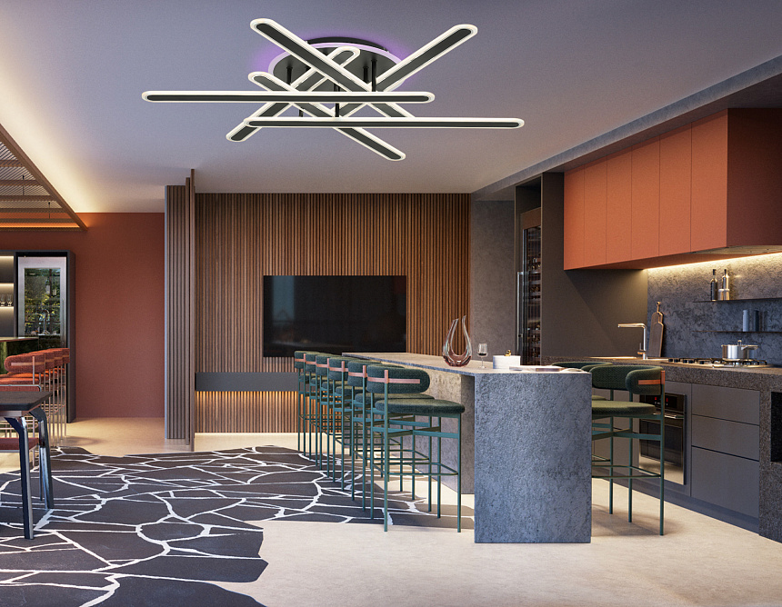 FA8908 BK/CH черный/хром 125W 3000-6400K+RGB 800*770*160 (ПДУ ИК)