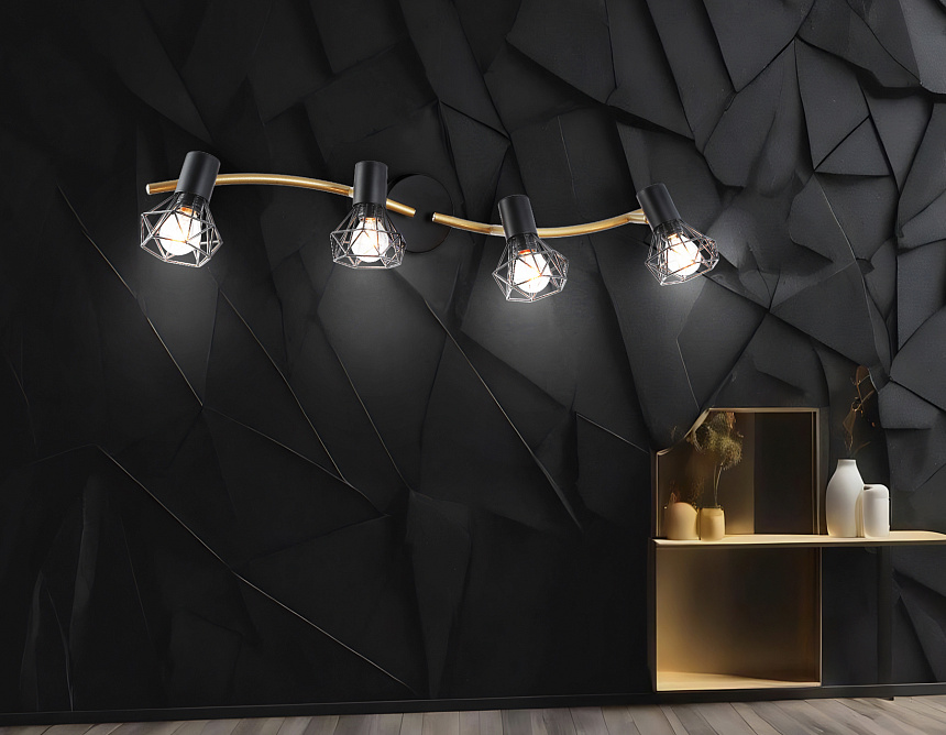 TR8658/4 BK/GD черный/золото E14/4 max 60W 750*100*185