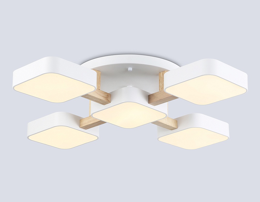 FL4881/5 WH/WD белый/дерево 90W 3000-6000K 675*675*110 (без ПДУ)