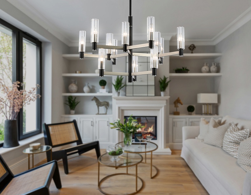 LH55505/12 SN/BK/CL сатин никель/черный/прозрачный E14*12 max 40W D860*905