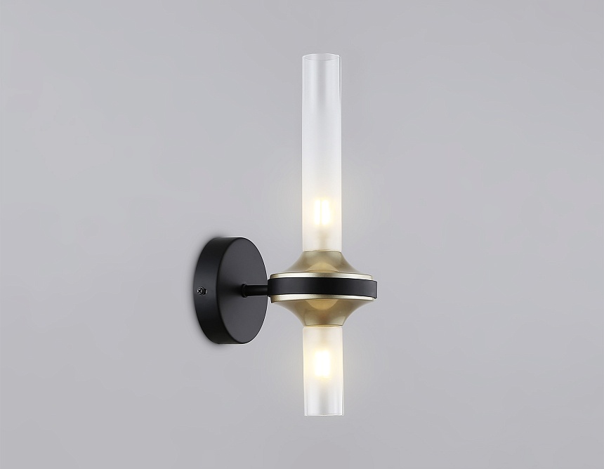 LH55355/2 BK/CGD/CL черный/золото/прозрачный G9/2 max 30W 150*100*320