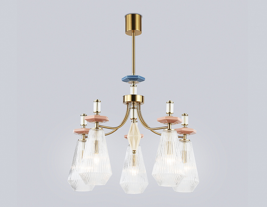 LH53183/5 BS/CL латунь/прозрачный E14*5 max 40W D650*1010