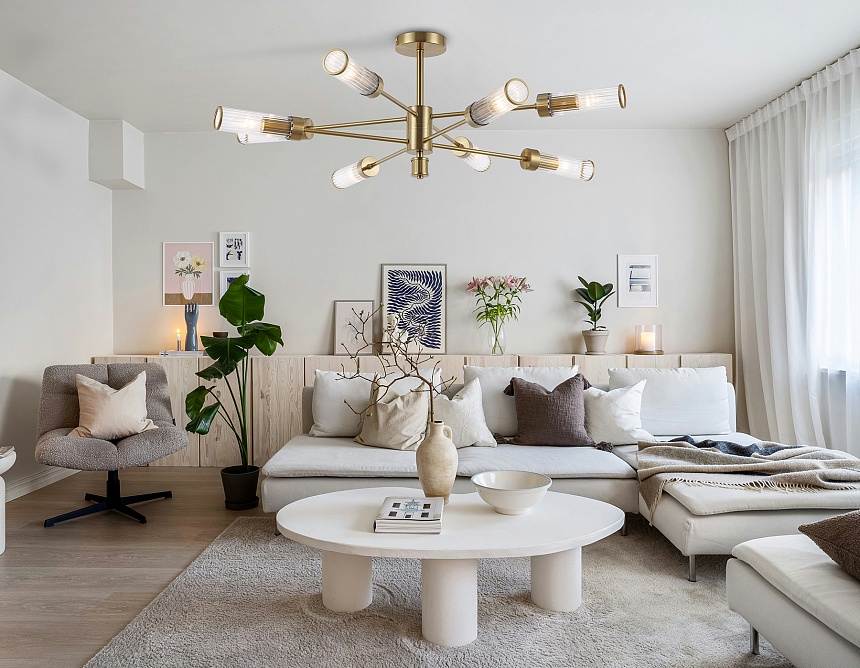 LH55162/8 BS/CL латунь/прозрачный E14/8 max 40W D930*330