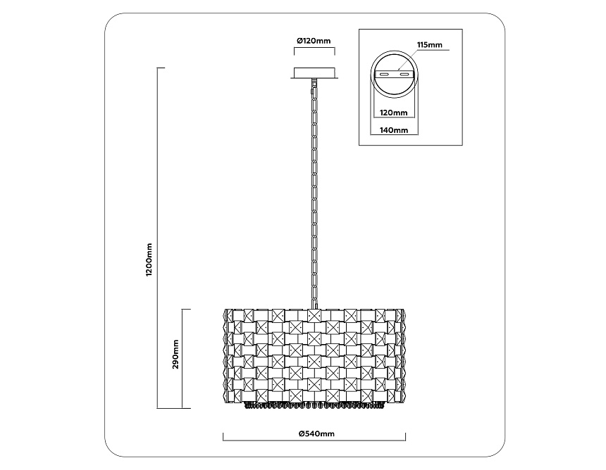 LH41001/12 CH/CL хром/прозрачный E14*12 max 40W D540*290