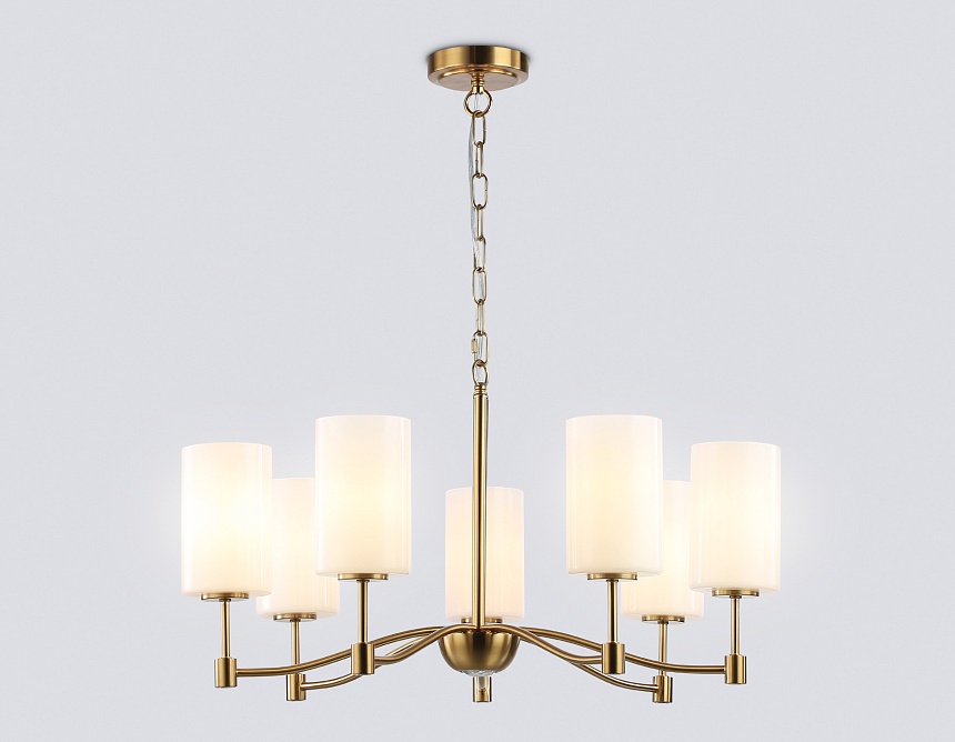 LH56053/7 BS/FR латунь/белый матовый E14*7 max 40W D680*950