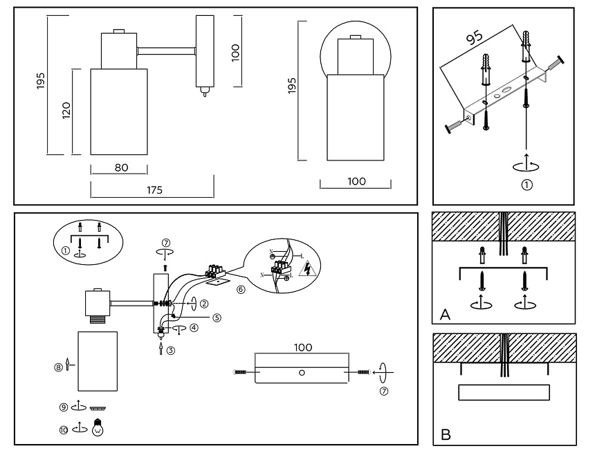 TR9586 BS латунь E14 max 40W 175*100*195
