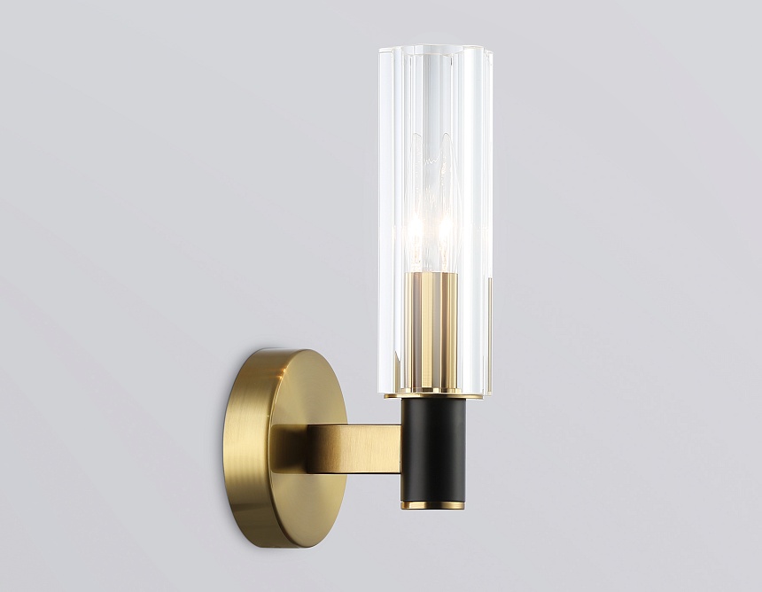 LH55517 BK/BS/CL черный/латунь/прозрачный E14 max 40W 120*100*250