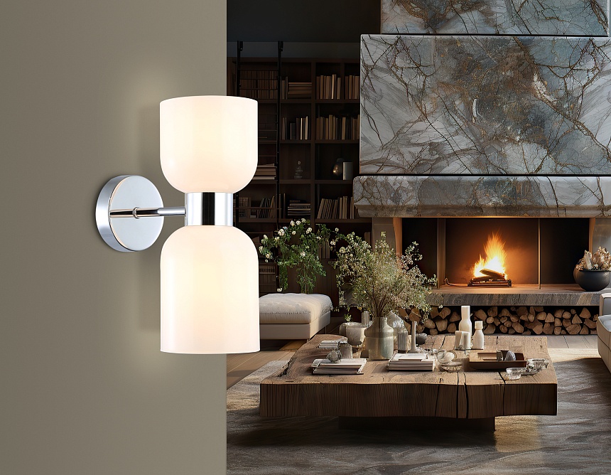 LH56087/2 СH/FR хром/белый матовый E14*2 max 40W 215*120*300