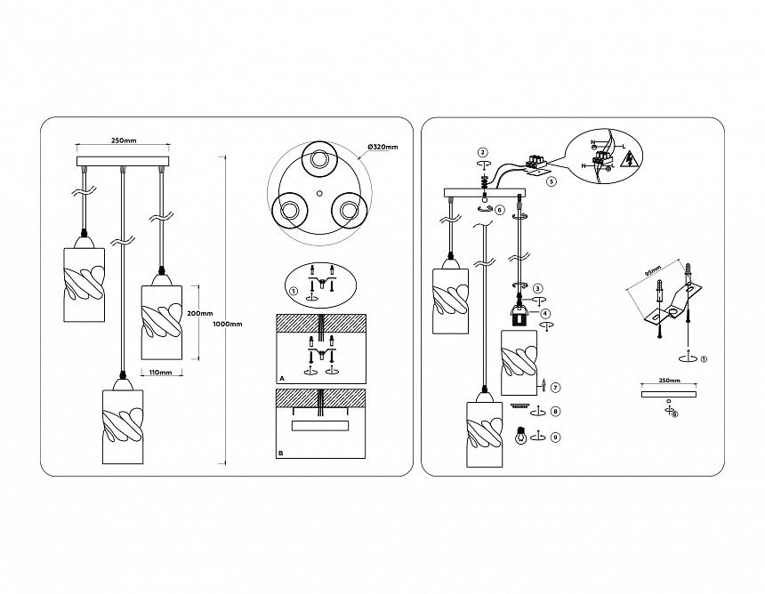 TR3414/3 BK черный E27/3 max 60W D320*1000