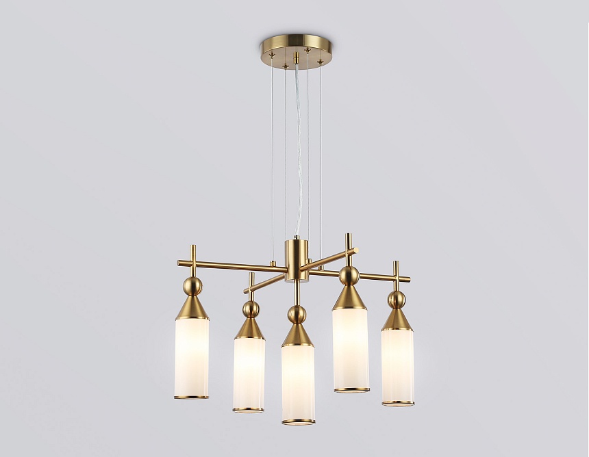 LH55276/5 BS/FR латунь/белый матовый E14*5 max 40W D520*1390