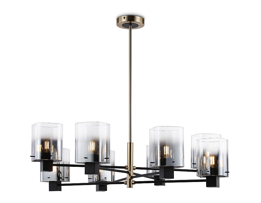 LH57043/8 BK/DBS/SM черный/темная латунь/дымчатый E14/8 max 40W D830*710