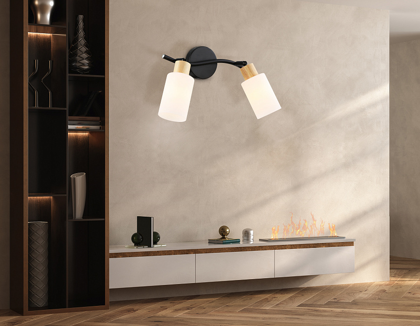 TR8721/2 BK/WD черный/дерево E14/2 max 60W 380*100*210