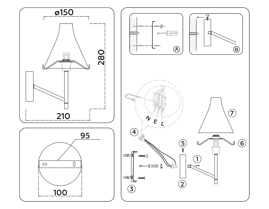 LH57127 SN/FR никель/белый матовый E14 max 40W 210*150*280