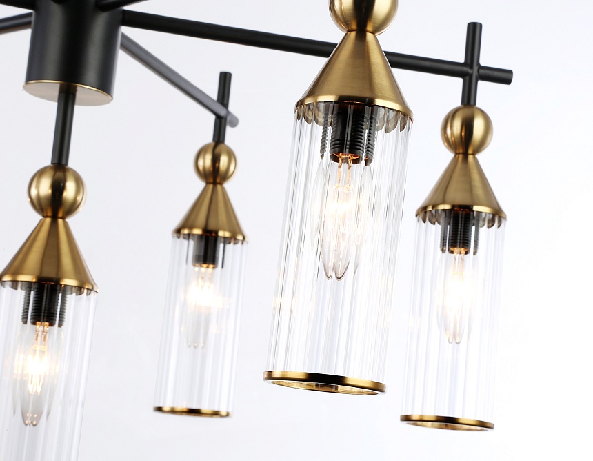 LH55257/7 BK/BS/CL черный/латунь/прозрачный E14*7 max 40W D640*520