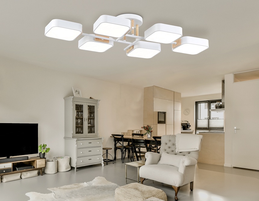 FL4886/6 WH/WD белый/дерево 108W 3000-6000K 850*430*140 (без ПДУ)