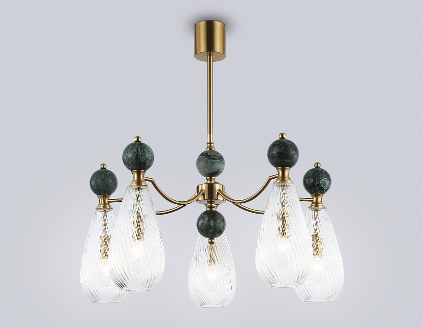 LH53292/5 BS/CL латунь/прозрачный E14*5 max 40W D675*900